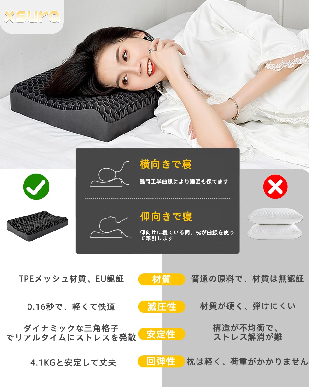 枕 羊のいらない枕 人気 安眠枕 ジェル枕 まくら 無重力 丸洗い可能 体圧分散 ジェル枕 無重力枕 ハニカム枕 ゲル枕 ジェルピロー 無重力